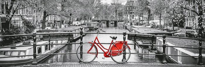 Bicyclette à Amsterdam format panorama 1000 pièces