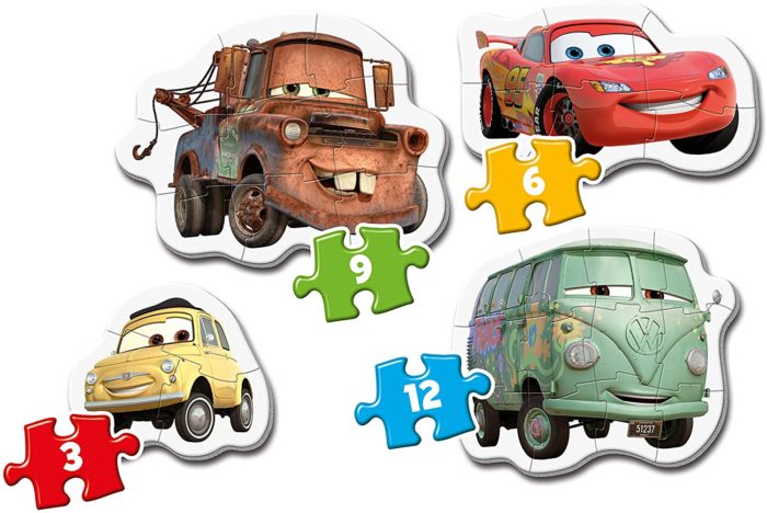 Cars - Set de 4 puzzles (3, 6, 9, 12 pièces)