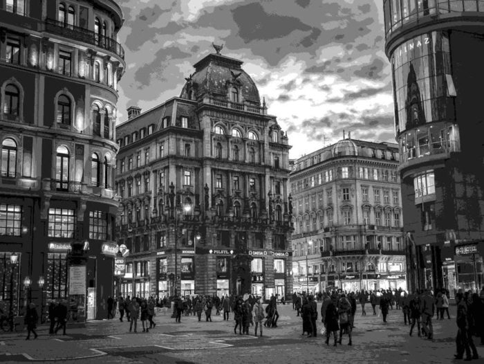 La Stephansplatz en noir et blanc (100 pièces)