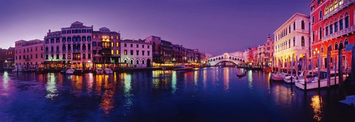 Le Grand Canal de Venise de nuit format panorama (1000 pièces)