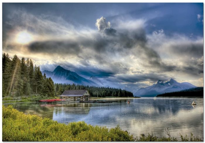 Le lac Maligne dans le parc national de Jasper (1000 pièces)