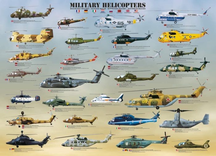 Les hélicoptères militaires (500 pièces)