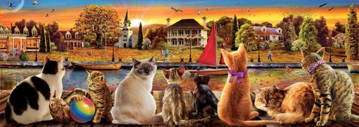 Panorama de chats sur le quai (1000 pièces)