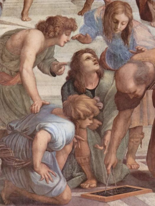 Stanza Della Segnatura pour Julius II, l'école d'Athènes, Euclid (Bramante) et Disciple 100 Pieces