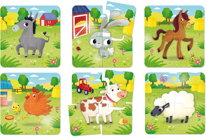 Les animaux de la ferme - Set de 6 puzzles (6 x 4 pièces)