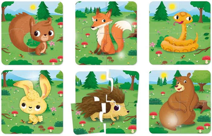 Les animaux de la forêt - Set de 6 puzzles (6 x 4 pièces)