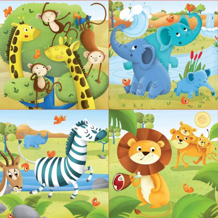 Les animaux sauvages - Set de 4 puzzles (12, 16, 20, 25 pièces)