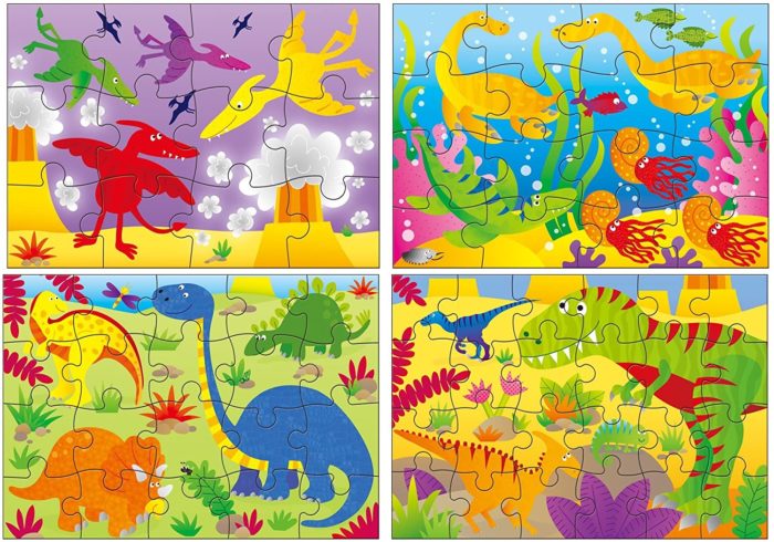 Les dinosaures - Set de 4 puzzles (12, 16, 20, 24 pièces)