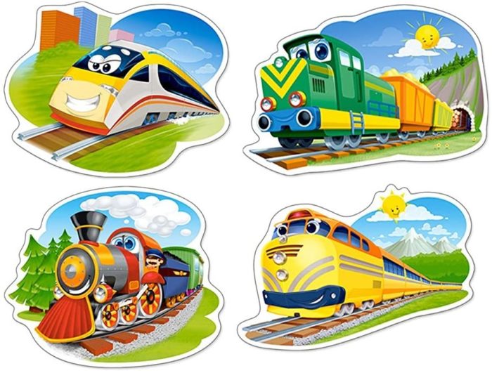 Trains - Set de 4 puzzles (8, 12, 15, 20 pièces)